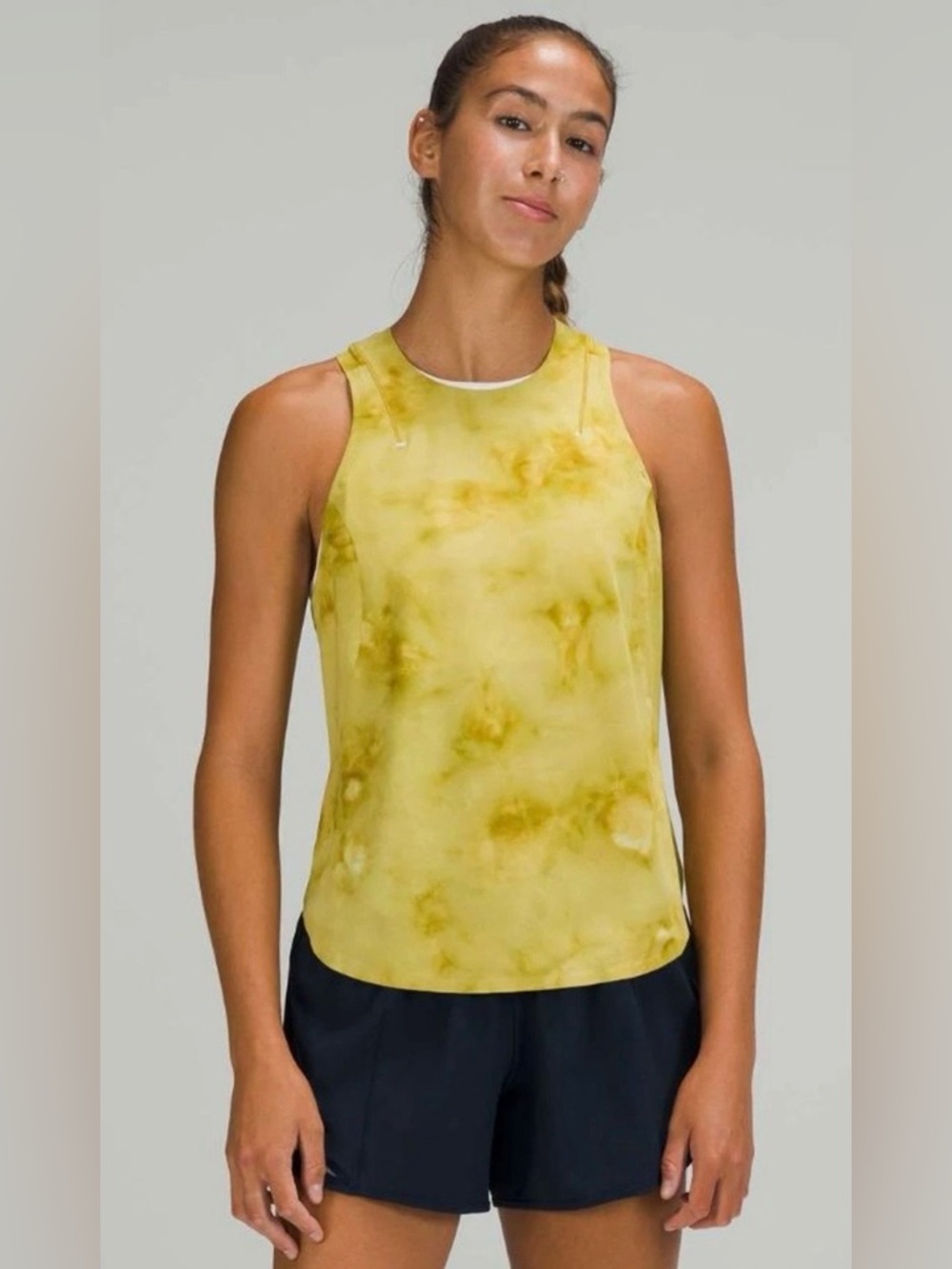 Lululemon Lightweight Run Kit Tank Top Diamond Dye White Gold Spice Size 14